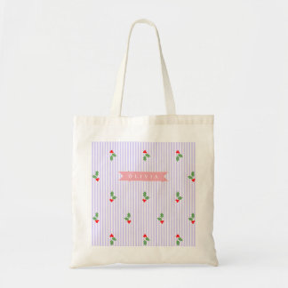 Tote Bag Personnalisé Joli Rayé Vacances Noël Houx