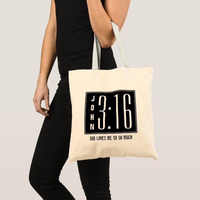 Tote Bag Personnalisé moderne John 3:16 (Devant (produit))