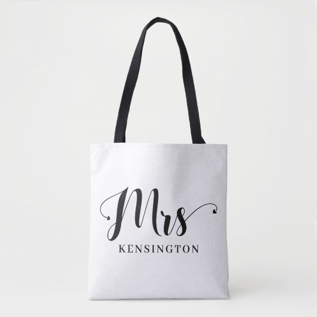 Tote Bag Personnalisé Moderne Mme Newlysée Typographie (Devant)