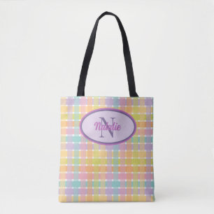 Tote Bag Personnalisé Monogramme Feminine motif rayé coloré