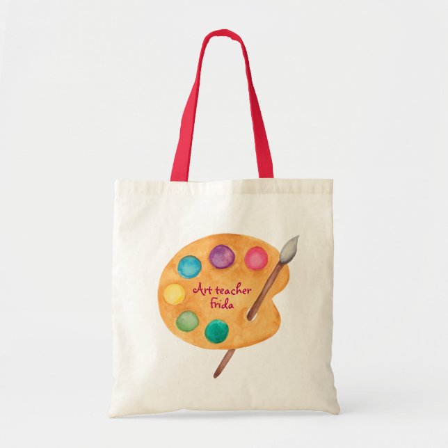 Tote Bag personnalisé NOM Art enseignant Coffret d'art (Devant)