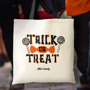 Tote Bag Personnalisé Orange et Black Trick ou Treat Candy