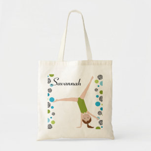 Tote Bag Personnalisé peu gymnaste Brown de cheveux en vert