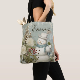 Tote Bag Personnalisé Russe Vintage Snowman Noël