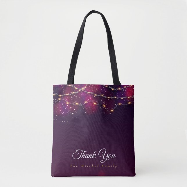 Tote Bag Personnalisé Russe violet or Merci cadeau de Noël (Devant)
