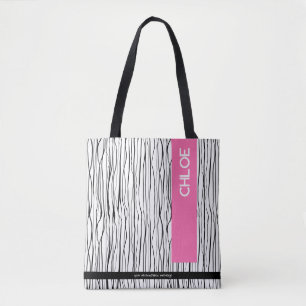 Tote Bag Personnalisé tendance rose et noir