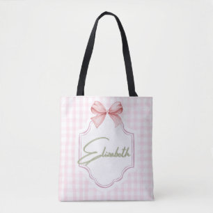 Tote Bag Personnalisée Elizabeth Baby Girl Nursery En vichy