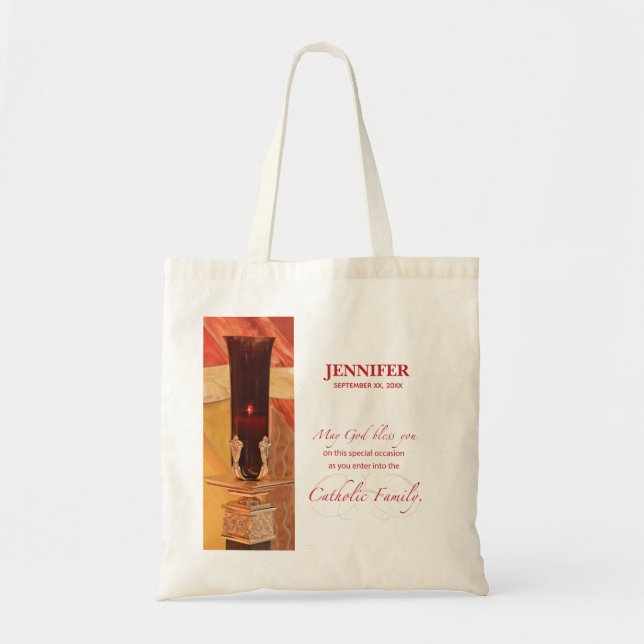 Tote Bag Personnaliser, RCIA Félicitations, Catholique, Rou (Devant)