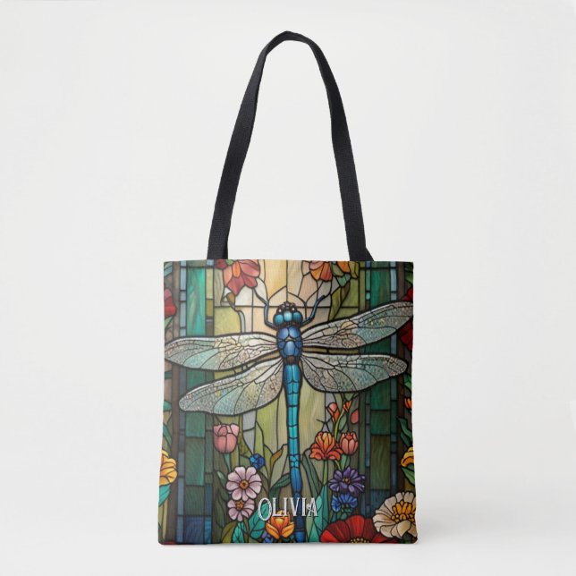 Tote Bag Personnalisez la libellule de saumons d'art nouvea (Devant)