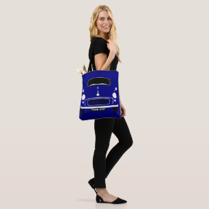 Tote Bag Personnalize Custom Dark Blue Morris Minor Pop Art