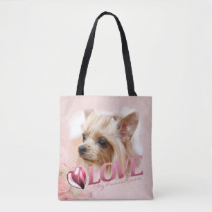 Tote Bag Pet Love 1+1 Modèle photo, Rose, Coeur & Amour -