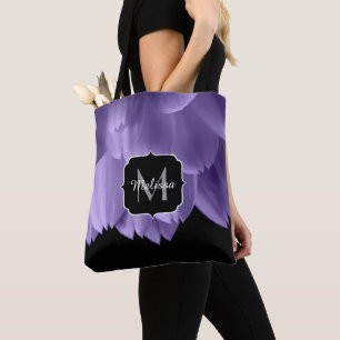 Tote Bag Pétales de fleurs violettes Ultra violet noir