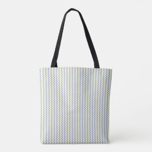 Tote Bag Petit chevron motif bleu clair crème
