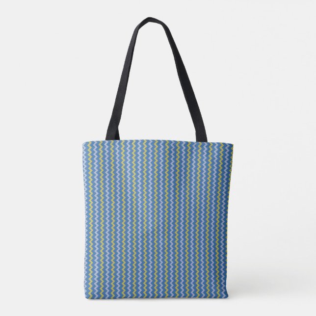 Tote Bag Petit chevron motif bleu vert (Dos)