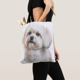 TOTE BAG PETIT CHIEN MALTESSE BLANC CUTE