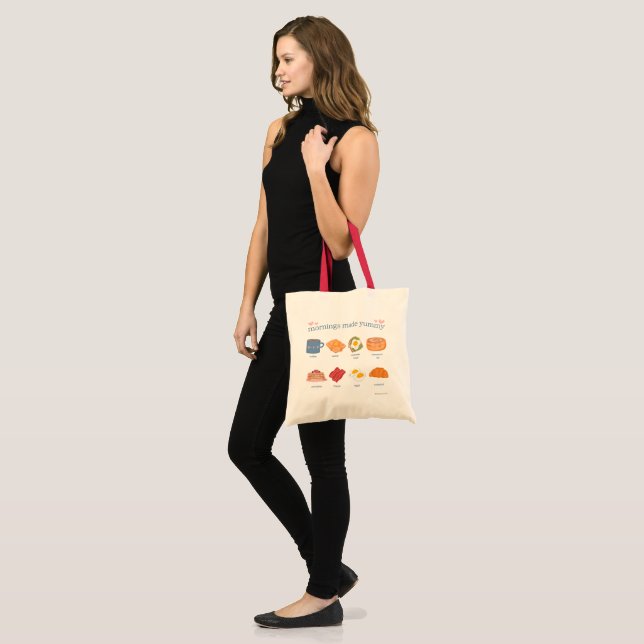 Tote Bag Petit-déjeuner Club Fourre-tout - Cute Pastel Brun (Devant (modèle))