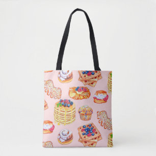 Tote Bag Petit déjeuner de boulangerie à main Drawn Sweet t
