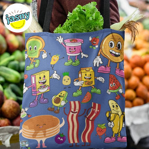 Tote Bag Petit-déjeuner multicolore unique Caractères alime