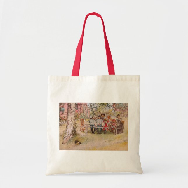 Tote Bag Petit-déjeuner sous le big Birch par Carl Larsson (Devant)