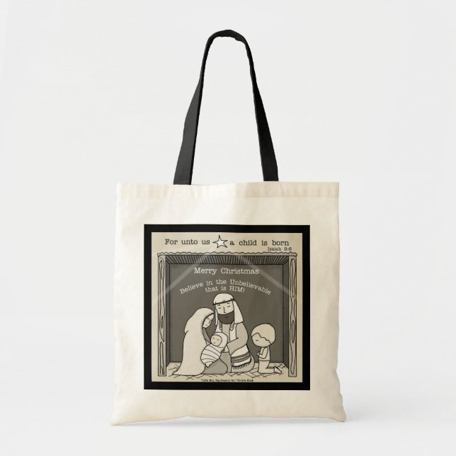 Tote Bag Petit garçon à Noël Manger-Joyeux (Devant)