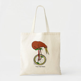 Tote Bag Petit Kiwi Brown Sur Un Monocycle Rouge