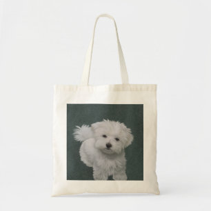 Tote Bag Petit portrait de chien blanc