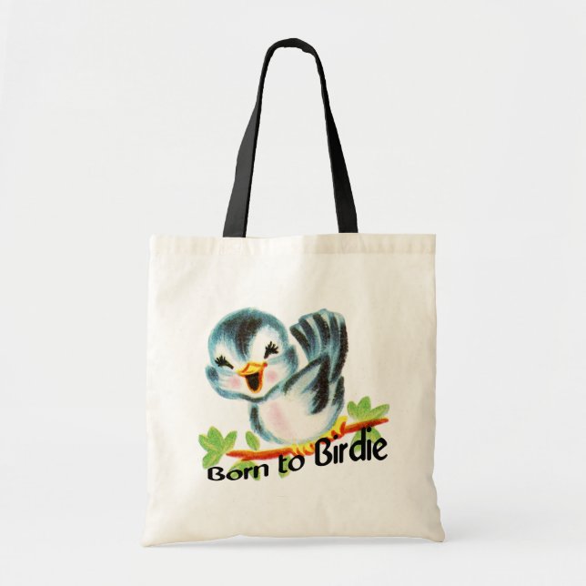 Tote Bag Petit rétro oiseau mignon soutenu au cadeau de (Devant)