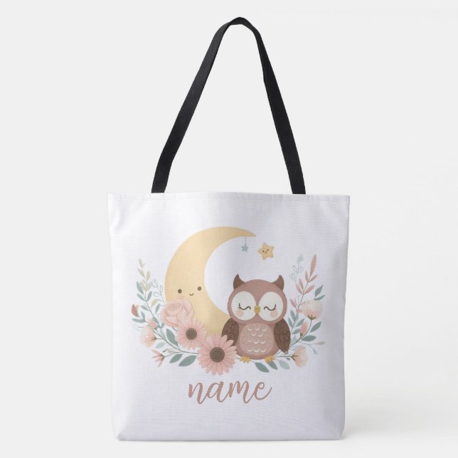 Tote Bag Petite chouette avec lune (Devant)