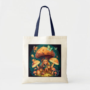 Tote Bag Petite elve de fille parmi les champignons