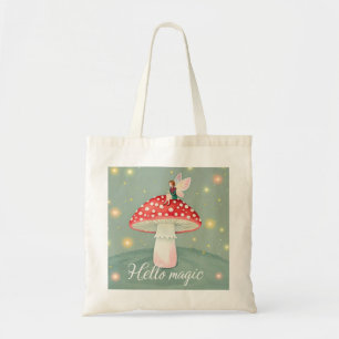 Tote Bag Petite fée perchée sur le champignon et brillante