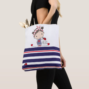 Tote Bag Petite fille avec des enfants à l'art de Ladybird