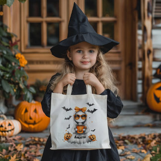 Tote Bag Petite fille d'Halloween mignonne avec un cou oran