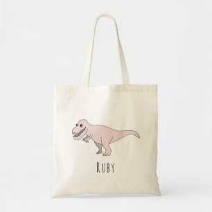 Tote Bag Petite fille T-Rex Dinosaur avec nom Deuil