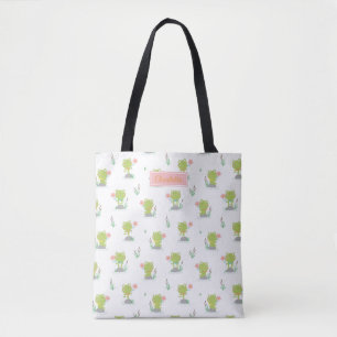 Tote Bag Petite grenouilles mignonnes avec des fleurs en bl