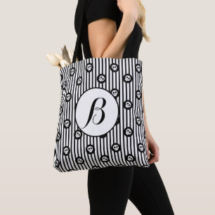 Tote Bag Petits Crânes Fantaisistes Crâne Noir et Blanc