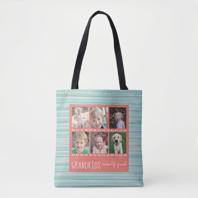 Tote Bag Petits-enfants font la vie Grand 6 Photo Collage (Devant)