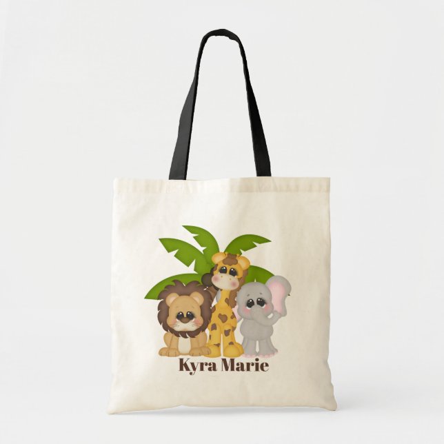 Tote Bag Petits enfants unisex jungle animaux ajouter nom (Devant)