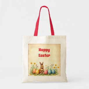 Tote Bag Petits Lapins Et Oeufs De Pâques Collection Popula