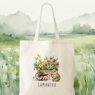 Tote Bag Petits lapins Personnalisés Fille Pâques