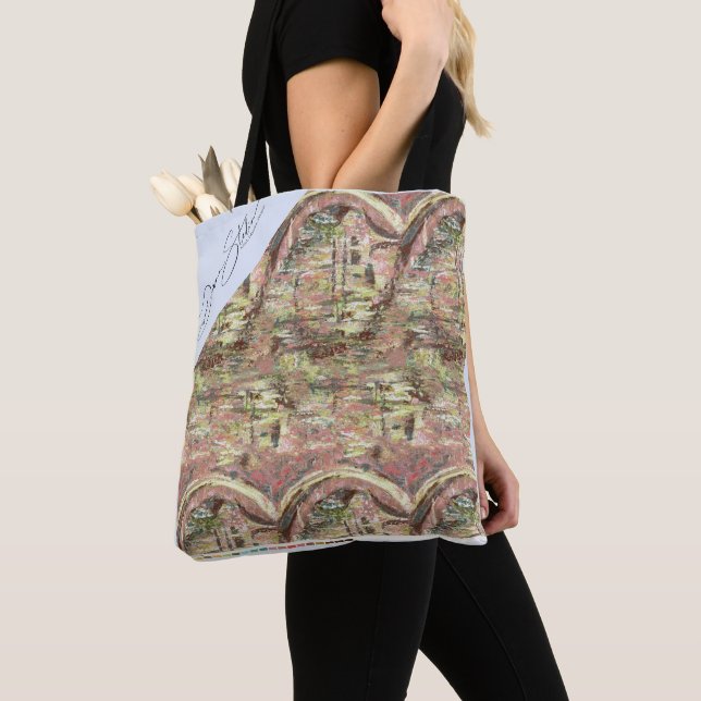 Tote Bag Pétrole Impression Paysage Artwork Coton (De près)