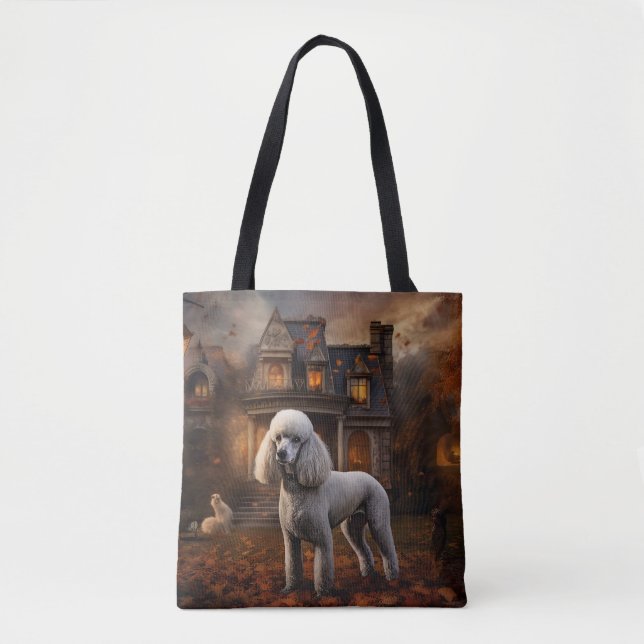 Tote Bag Peur Halloween caniche (Devant)
