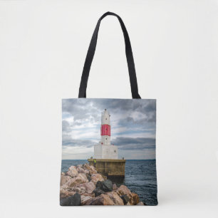 Tote Bag Phare de brise-lames de port d'île de Presque