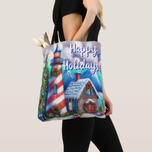 Tote Bag Phare de Noël Nautique Personnalisé
