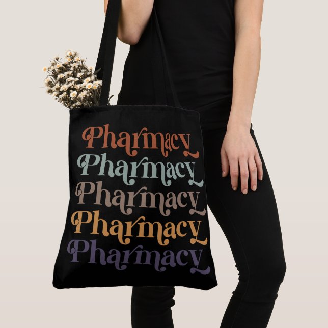 Tote Bag Pharmacie Rétro Pharmacy Pharmacy Cadeau étudiant (De près)