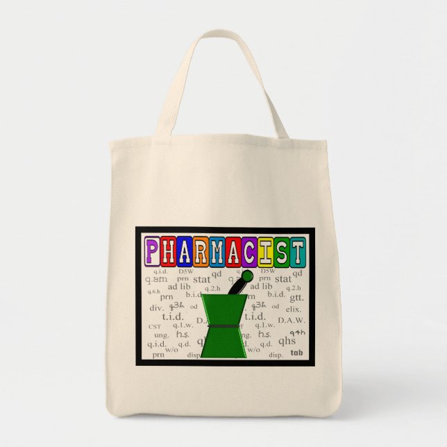 Tote Bag Pharmacien Fourre-tout avec des abréviations de Rx (Devant)