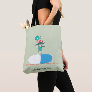 Tote Bag Pharmacien sur capsule de pilule bleue