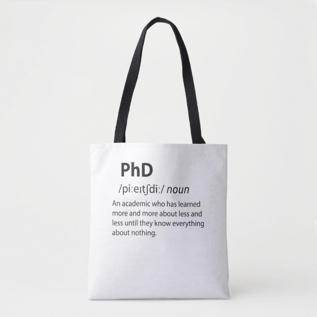 Tote Bag PhD Drôle Dictionnaire Définition (Devant)