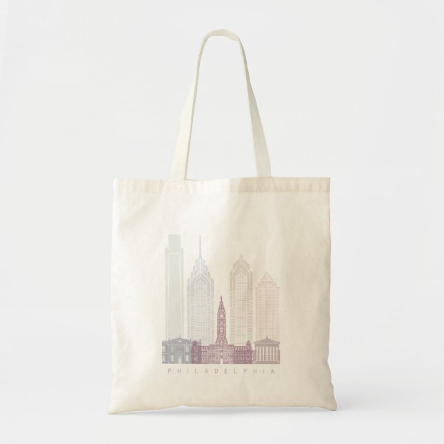 TOTE BAG PHILADELPHIA SKYLINE POSTER PASTEL (Devant)