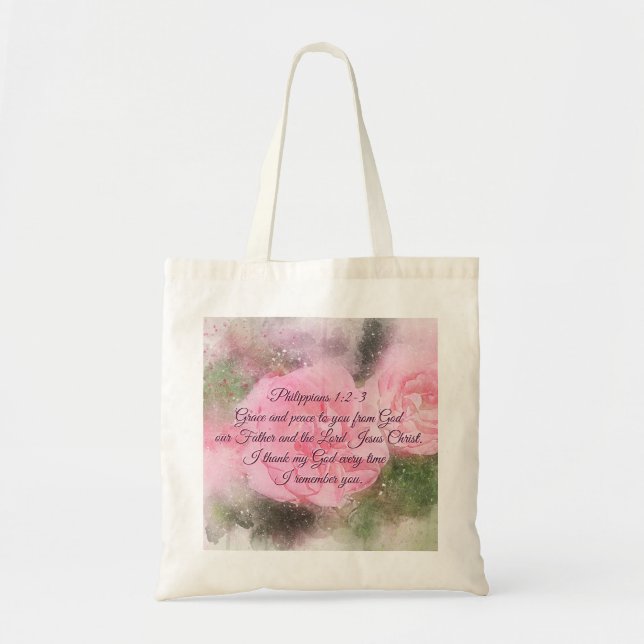 Tote Bag Philippiens 1:2-3 Grace et Paix à vous Écriture (Devant)