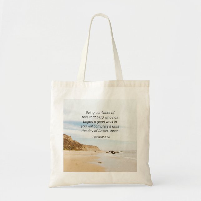 Tote Bag Philippiens 1:6 DIEU qui a commencé un bon travail (Devant)